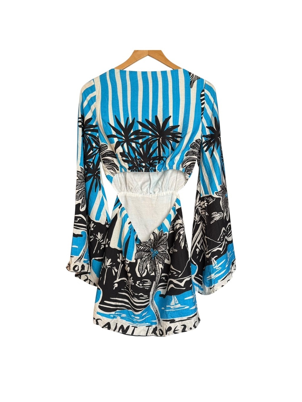 Seven Wonders Isla Mini Dress Tropez Blue Size XS Cutout Back Vacation Resort - Picture 10 of 16